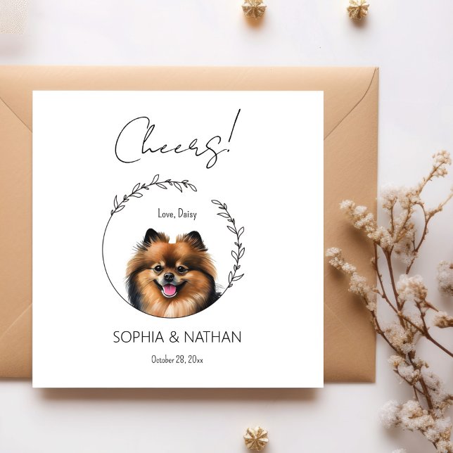 Serviette En Papier Mariage de chien de Poméranie simple Cocktail Napk (Créateur téléchargé)