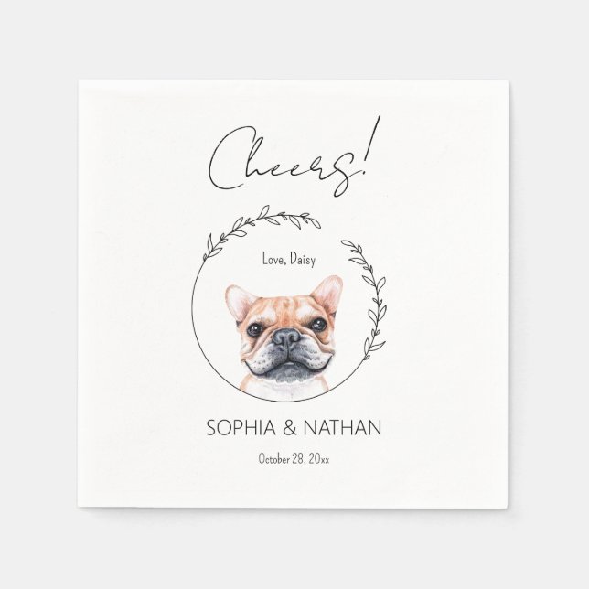 Serviette En Papier Mariage de chien de taureau simple français Cockta (Devant)
