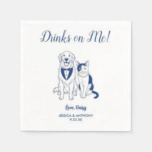 Serviette En Papier Mariage de chien et chat