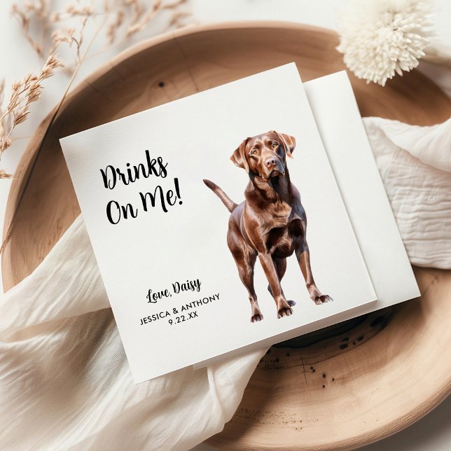Serviette En Papier Mariage de chien labrador chocolat  (Créateur téléchargé)