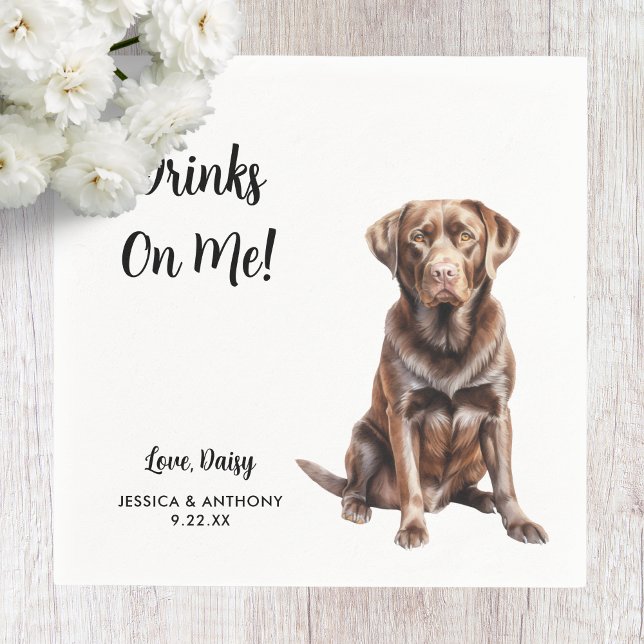 Serviette En Papier Mariage de chien labrador chocolat  (Créateur téléchargé)