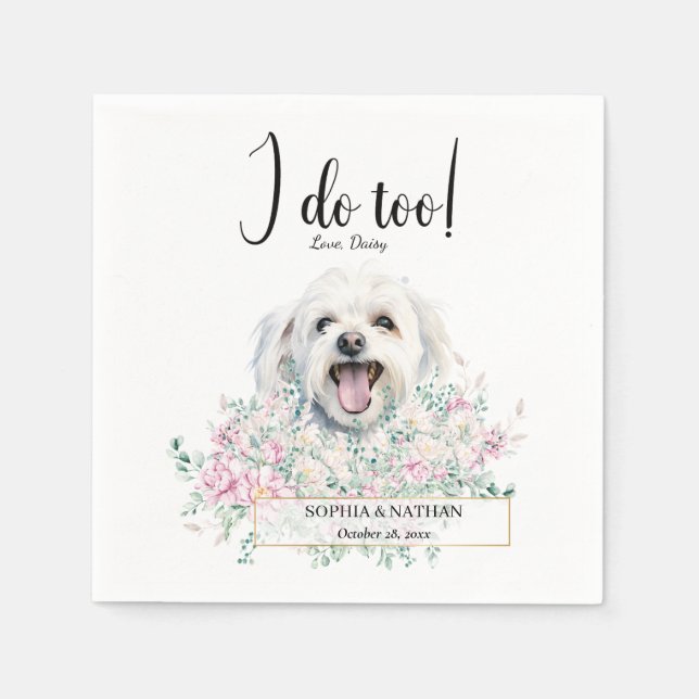 Serviette En Papier Mariage de chien maltais Cocktail serviettes (Devant)