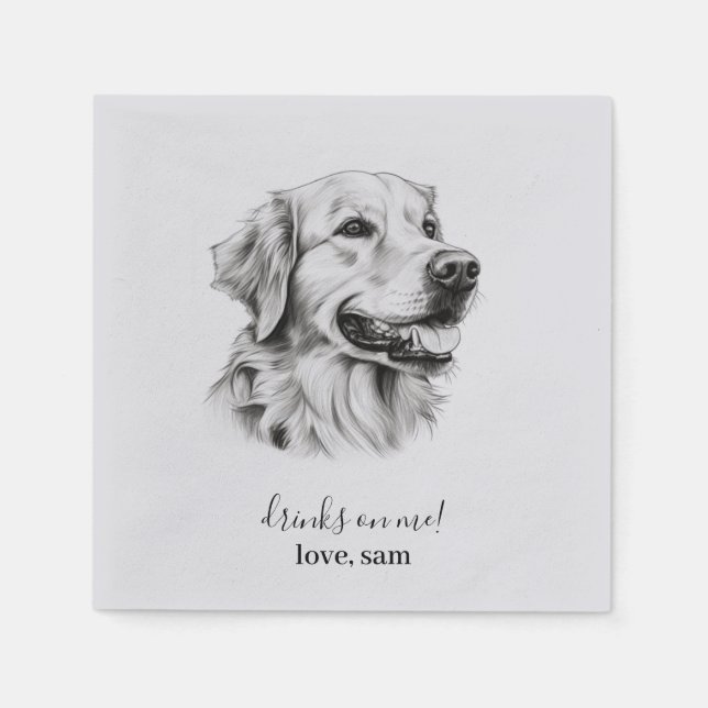 Serviette En Papier Mariage de chien personnalisé Napkin | Golden Retr (Devant)