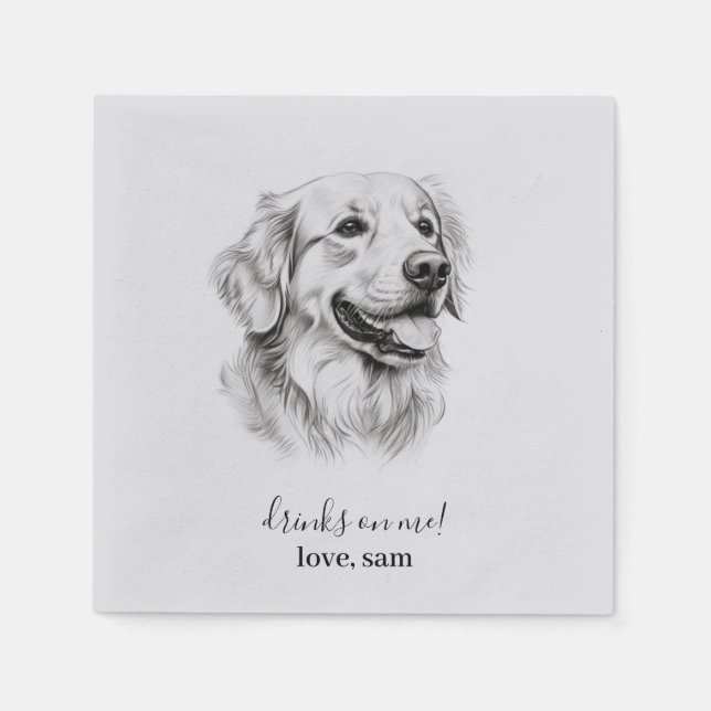 Serviette En Papier Mariage de chien personnalisé Napkin | Golden Retr (Devant)