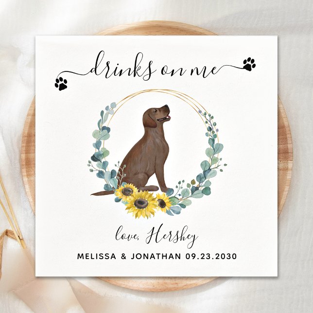 Serviette En Papier Mariage De Chien Sur Mesure Boire Sur Moi Labrador (Créateur téléchargé)