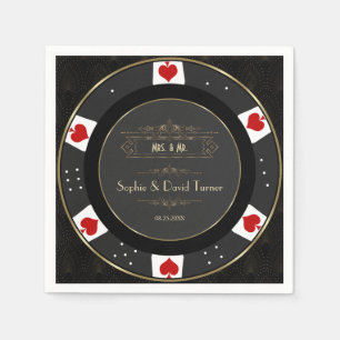 Serviette En Papier Mariage de chips de poker de casino Gold moderne