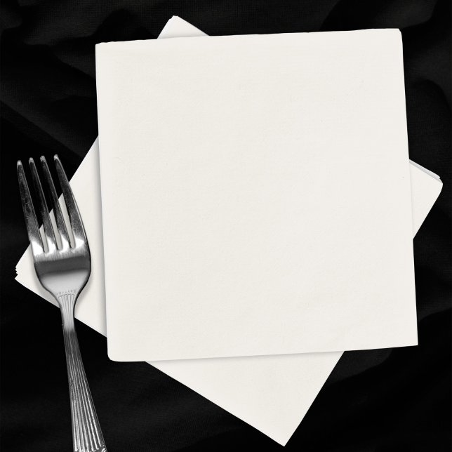 Serviette En Papier Mariage de cocktail blanc Écru clair (Blank ecru white cocktail napkins for weddings. Fork for scale.)
