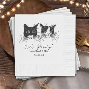 Serviette En Papier Mariage de cocktail dessiné sur mesure pour chat L