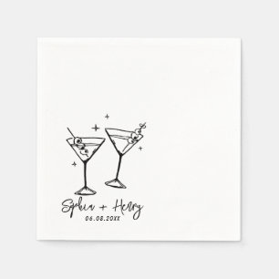 Serviette En Papier Mariage De Cocktail Moderne Élégant Dessiné À La M
