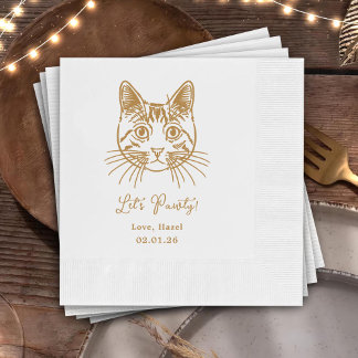 Serviette En Papier Mariage de cocktail personnalisé avec chat dessiné