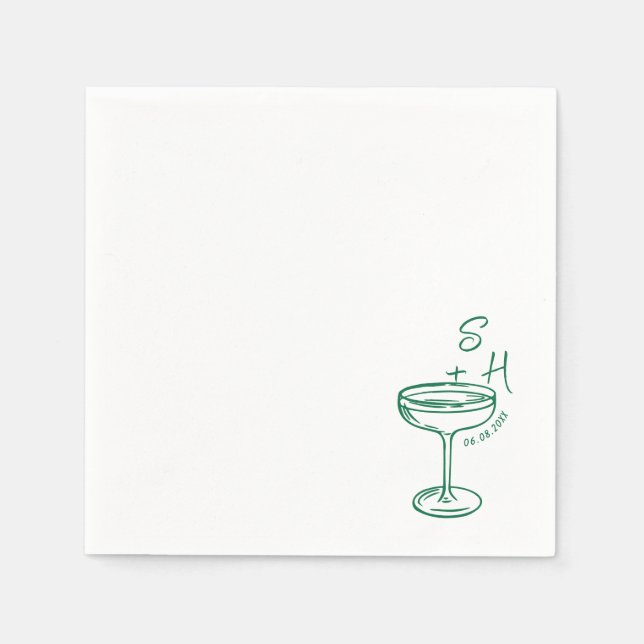Serviette En Papier Mariage de cocktail simple à main (Devant)