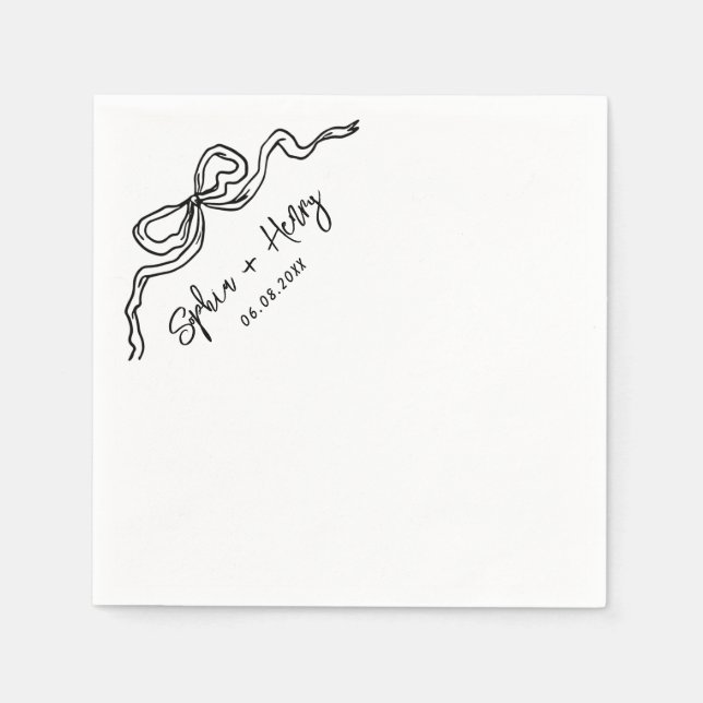 Serviette En Papier Mariage de cocktail simple à main tiré (Devant)