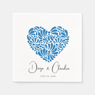 Serviette En Papier Mariage de coeur Talavera bleu serviettes