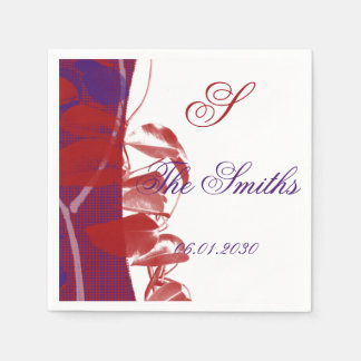 Serviette En Papier Mariage de conception feuille rouge et violet Napk