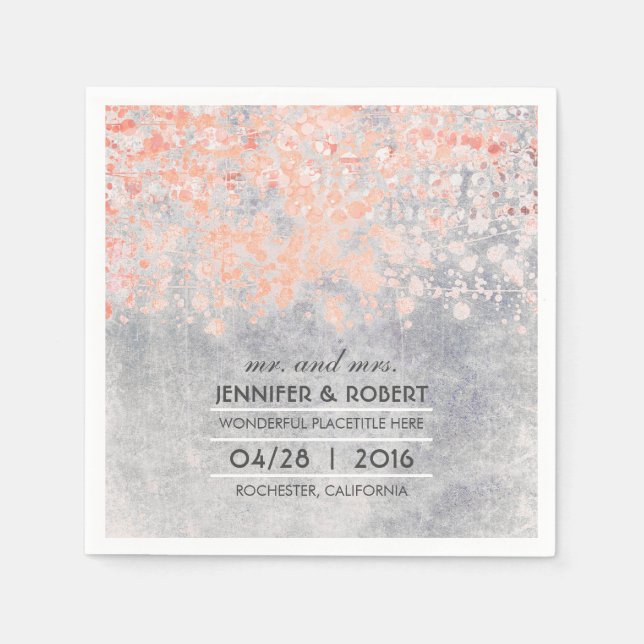 Serviette En Papier mariage de confetti rose vintage (Devant)