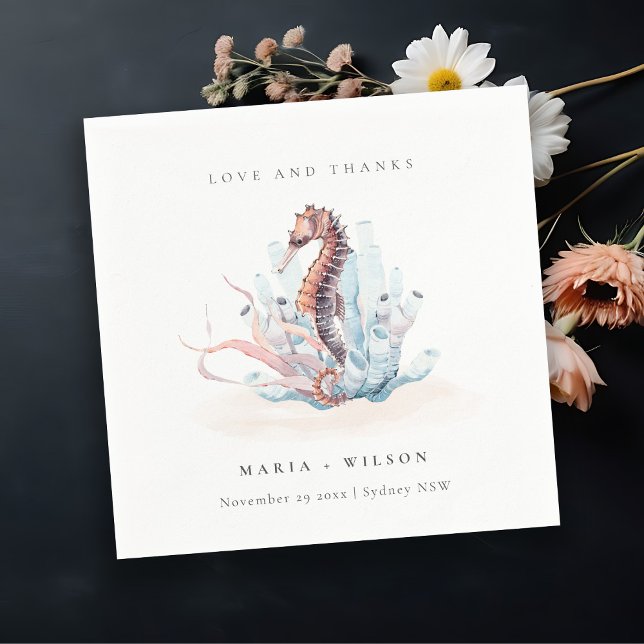 Serviette En Papier Mariage de corail d'algues sous-marines (Créateur téléchargé)