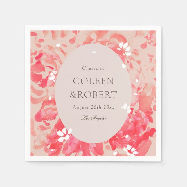 Serviette En Papier Mariage de corail rose flou rose (Devant)