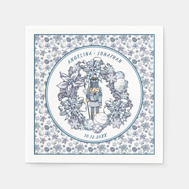 Serviette En Papier Mariage de couronne de Noël personnalisable (Devant)