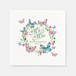 Serviette En Papier Mariage de couronne de papillon personnalisé   Ser