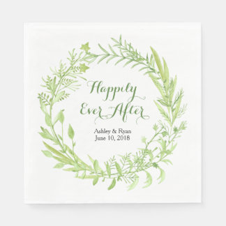 Serviette En Papier Mariage de couronnes florales vertes