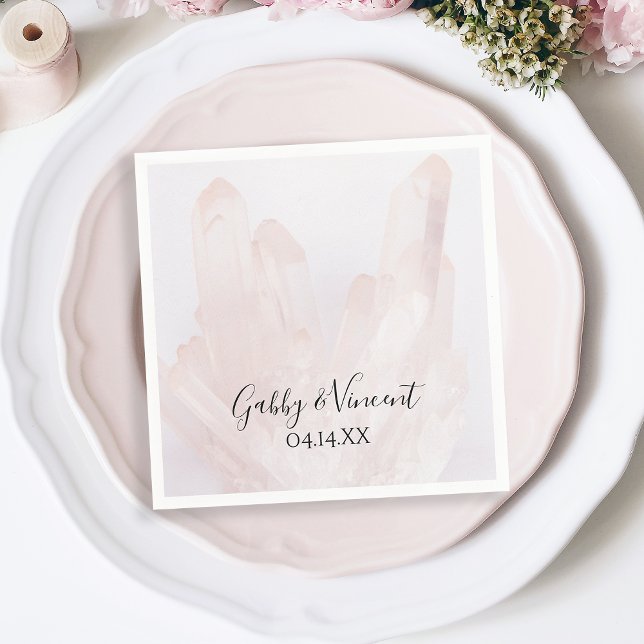 Serviette En Papier Mariage de cristaux rose pâle (Créateur téléchargé)
