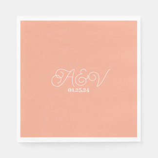 Serviette En Papier Mariage de date Couples de script simple