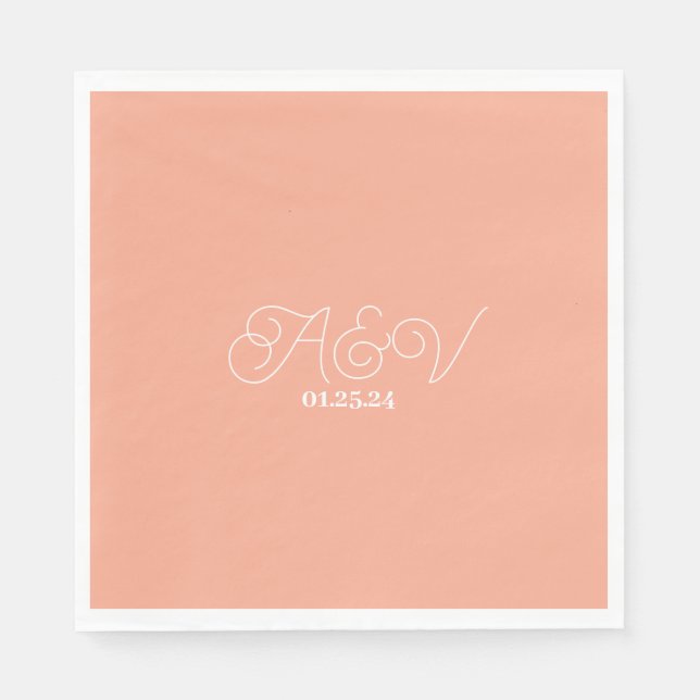 Serviette En Papier Mariage de date Couples de script simple (Devant)