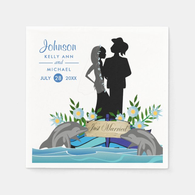 Serviette En Papier Mariage de dauphin de bateau (Devant)