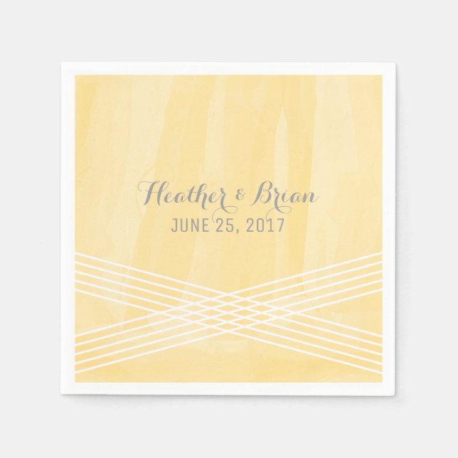 Serviette En Papier Mariage de déco aquarelle jaune (Devant)