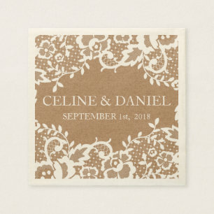Serviette En Papier Mariage de dentelle rustique du pays