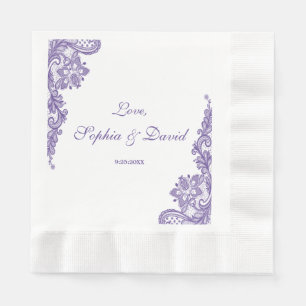Serviette En Papier Mariage de dentelle ultra violet moderne