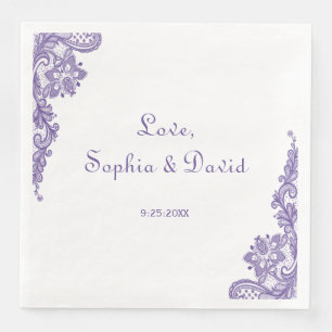 Serviette En Papier Mariage de dentelle ultra violet moderne