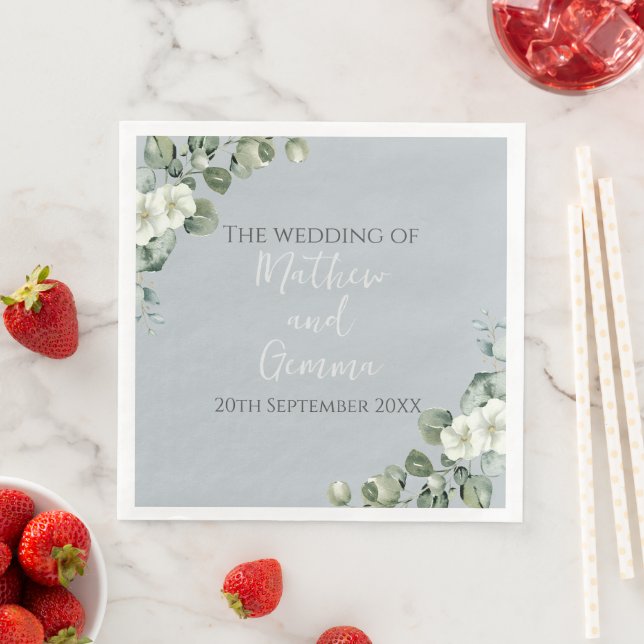 Serviette En Papier Mariage de design Eucalyptus moderne (En situation)