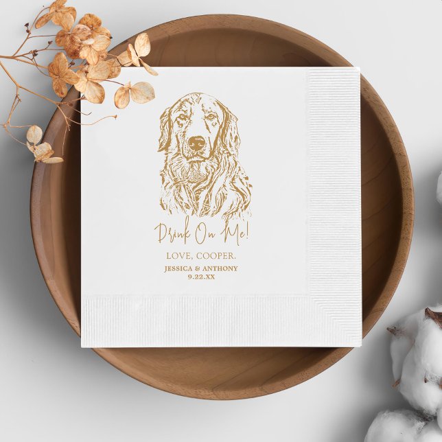 Serviette En Papier Mariage de dessin main personnalisé pour chien d'e (Créateur téléchargé)