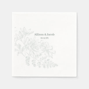 Serviette En Papier Mariage de dessin simple ligne verte