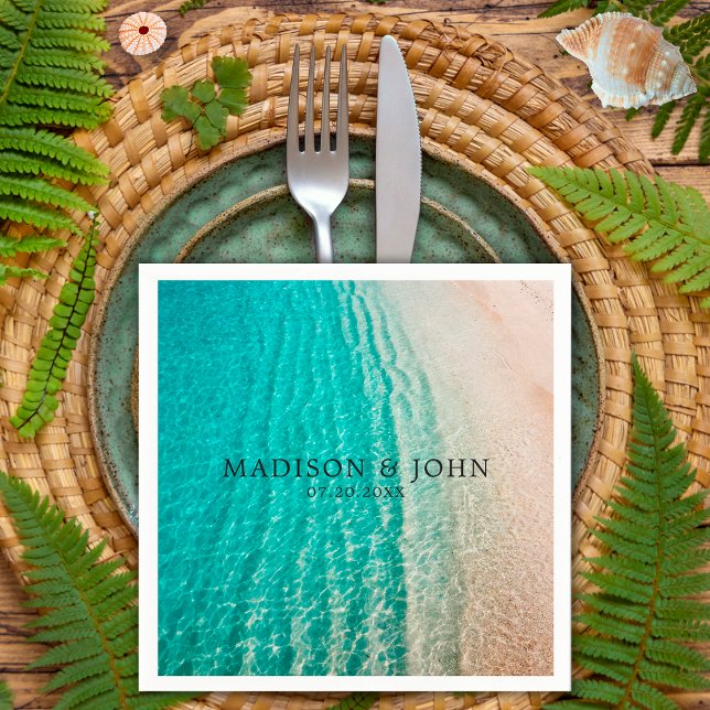 Serviette En Papier Mariage de Destination de Plage d'Été de l'Océan C (Créateur téléchargé)