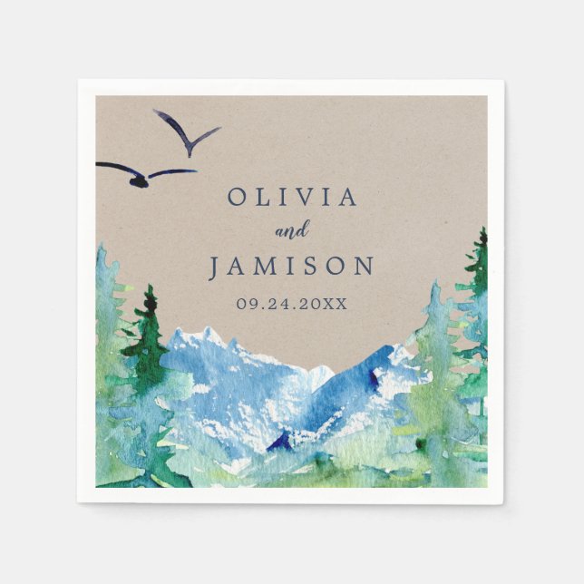 Serviette En Papier Mariage de destination Kraft Rocky Mountain (Devant)