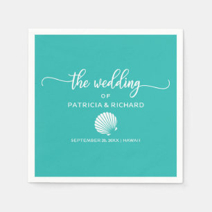 Serviette En Papier Mariage de destination sur la plage de coquillages