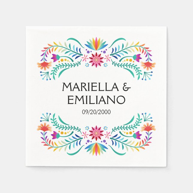 Serviette En Papier Mariage de douche Fiesta Floral (Devant)
