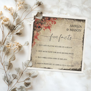 Serviette En Papier Mariage de faits amusants de floral rouge écriture