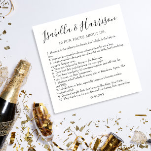 Serviette En Papier Mariage de Faits Amusants Noir et Blanc Simple Mod