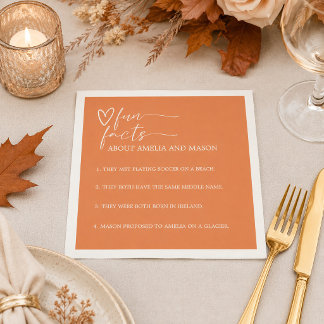 Serviette En Papier Mariage de faits amusants orange citrouille élégan