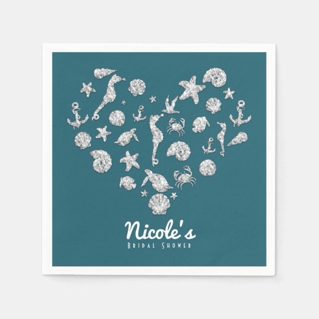 Serviette En Papier Mariage de fée de cœur de diamant de glamour de pl (Devant)