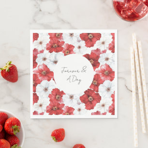Serviette En Papier Mariage de Fête des mariées Fleurs blanches rouges