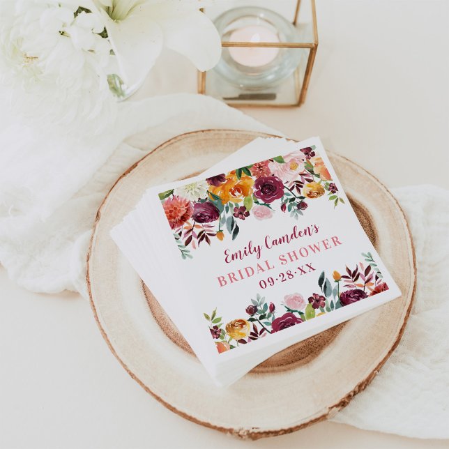 Serviette En Papier Mariage de Fête Florale Rustique d'Automne (Créateur téléchargé)
