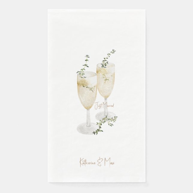 Serviette En Papier Mariage de feuillage Champagne marié (Devant)