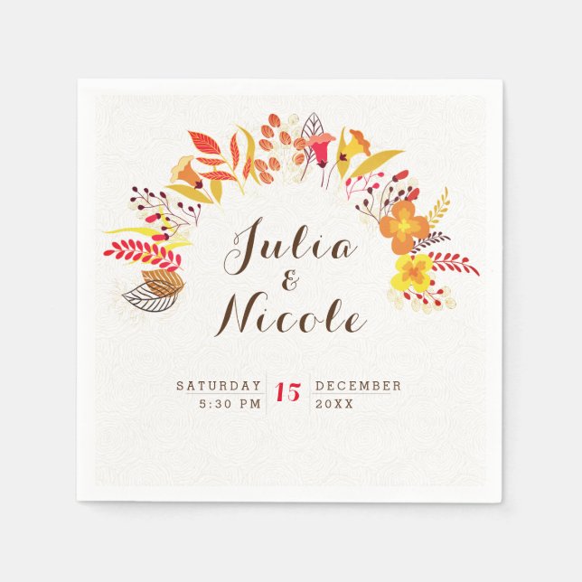 Serviette En Papier Mariage de feuillage de Fleur sauvage Boho violet  (Devant)