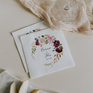Serviette En Papier Mariage de feuillage végétal rustique
