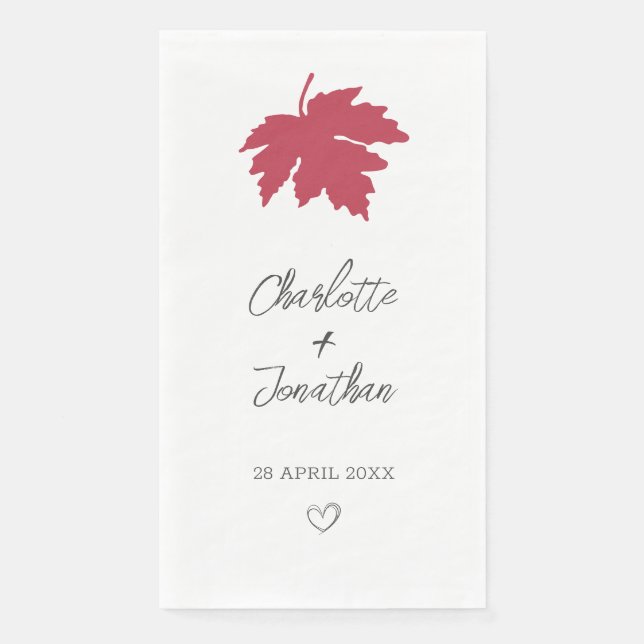 Serviette En Papier Mariage de feuille d'érable rouge d'automne (Devant)