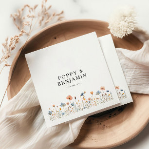 Serviette En Papier Mariage de Fleur de Champ Floral Délicat